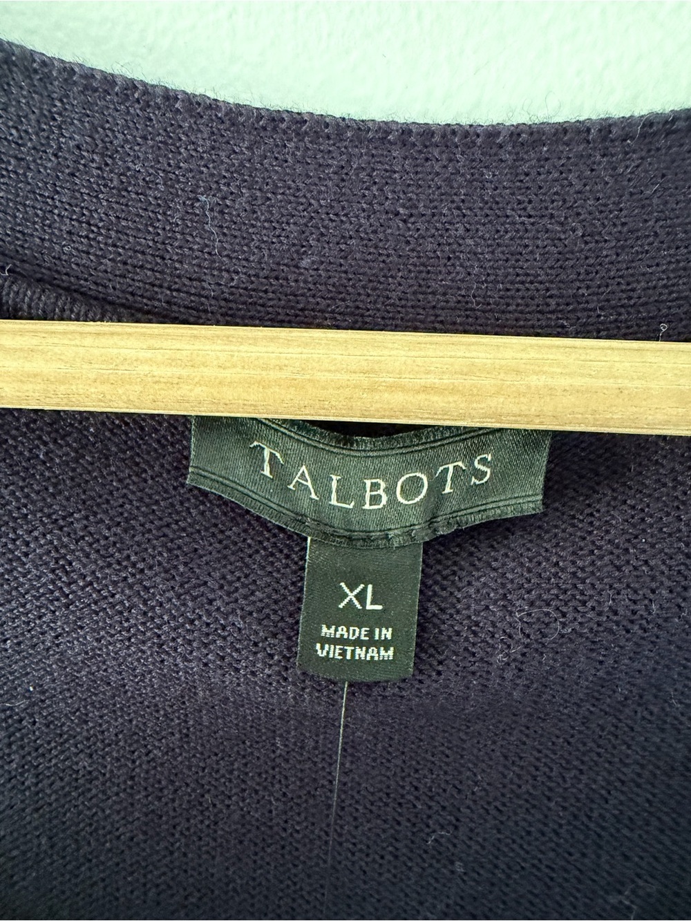 🆕 NWT Talbots XL Navy Blue Girlfriend V-Neck Button Down Cardigan Sweater Cotton - Picture 7 of 12